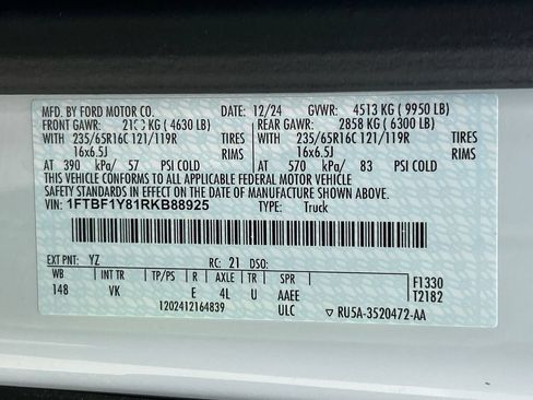 Used 2024 Ford Transit 350 148 Low Roof w/ Load Area Protection Package RWD image 28