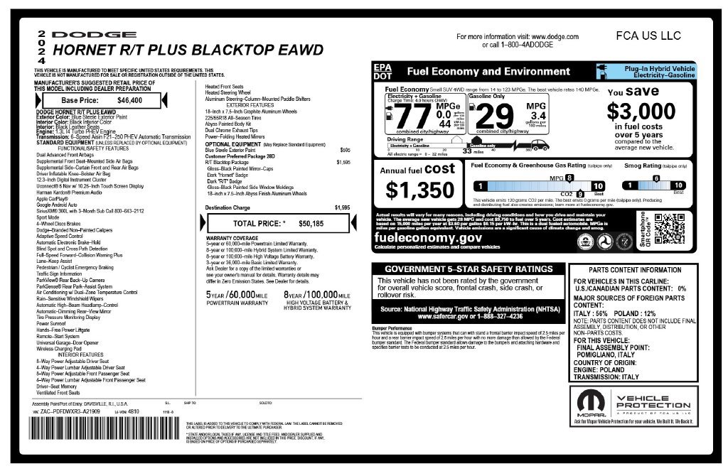 Used 2024 Dodge Hornet R/T Plus w/ R/T Blacktop Package AWD/4WD image 3