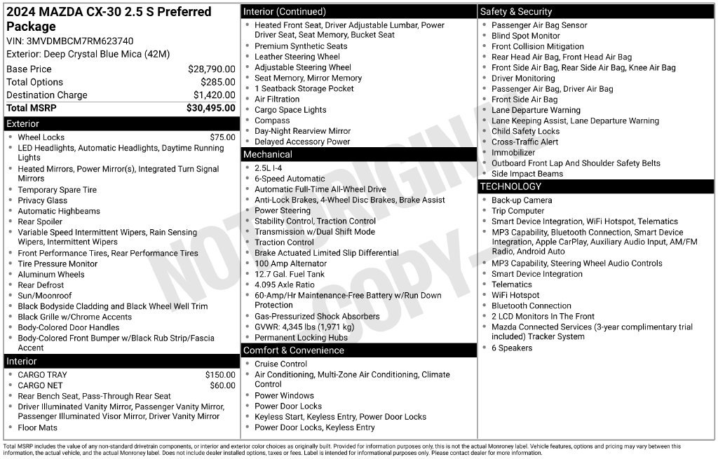 Certified 2024 MAZDA CX-30 AWD 2.5 S w/ Preferred Package image 2