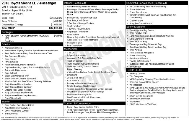 Used 2018 Toyota Sienna LE AWD/4WD image 28