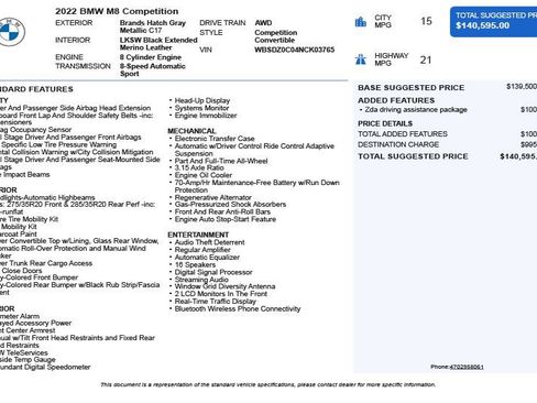 Used 2022 BMW M8 Competition w/ Driving Assistance Package image 3