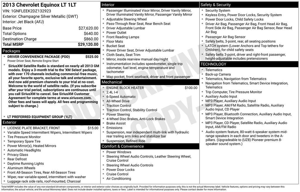 Used 2013 Chevrolet Equinox LT w/ Driver Convenience Package AWD/4WD image 38