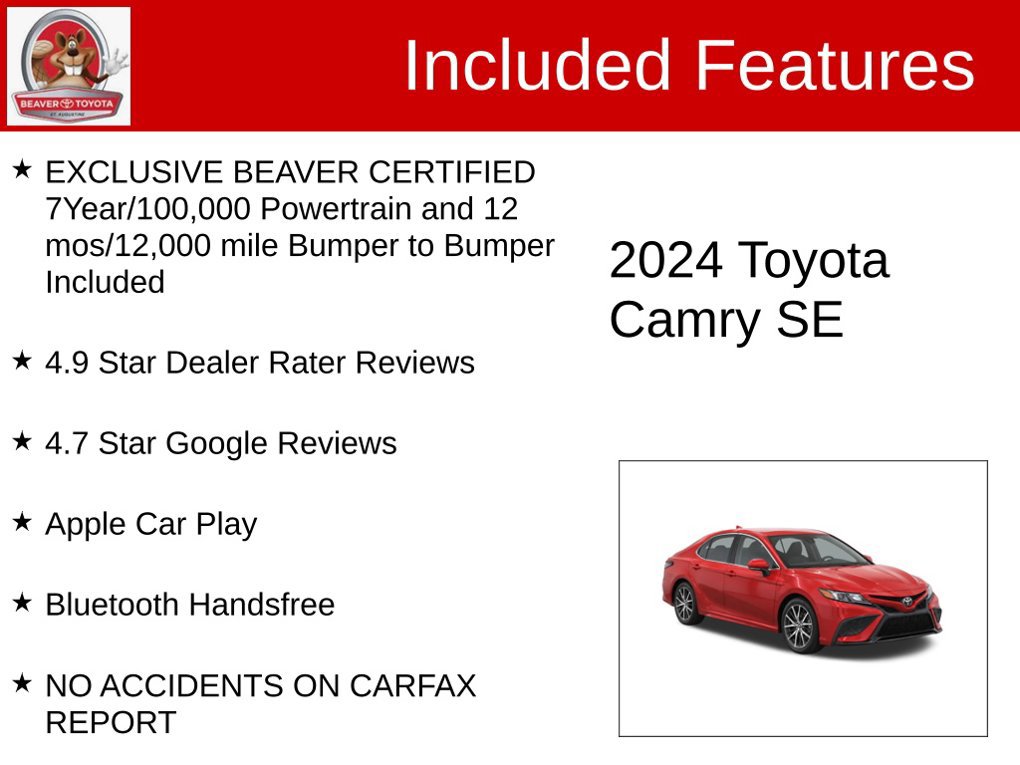 Used 2024 Toyota Camry SE w/ Convenience Package FWD image 4