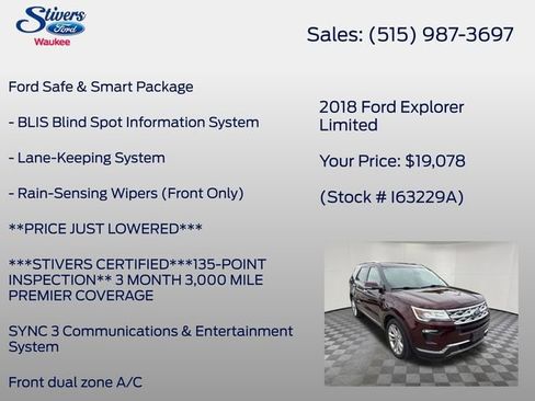 Used 2018 Ford Explorer Limited w/ Equipment Group 301A AWD/4WD image 16