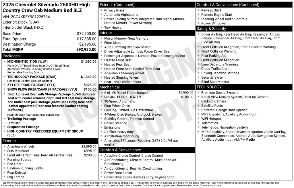 Used 2025 Chevrolet Silverado 2500 High Country w/ Midnight Edition AWD/4WD image 2