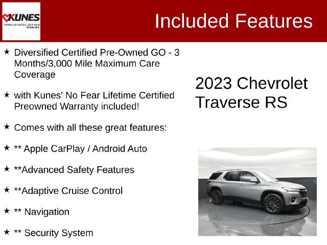 Used 2023 Chevrolet Traverse RS w/ LPO, Floor Liner Package AWD/4WD image 2