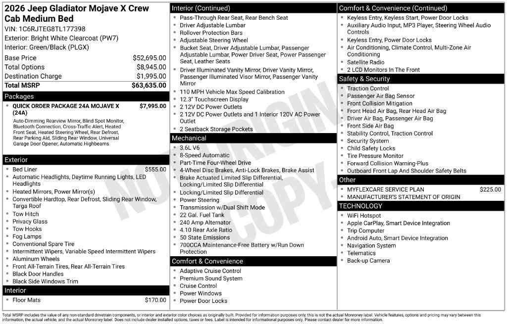 New 2026 Jeep Gladiator Mojave AWD/4WD image 9