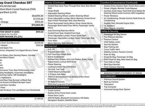 Used 2015 Jeep Grand Cherokee SRT w/ Trailer Tow Group IV image 6