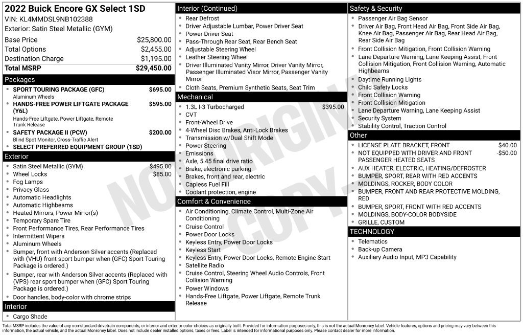 Used 2022 Buick Encore GX Select w/ Sport Touring Package FWD image 39