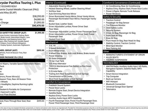 Used 2017 Chrysler Pacifica Touring-L Plus w/ Advanced Safetytec Group FWD image 4