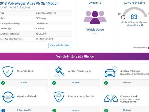 Used 2018 Volkswagen Atlas SE AWD/4WD image 2