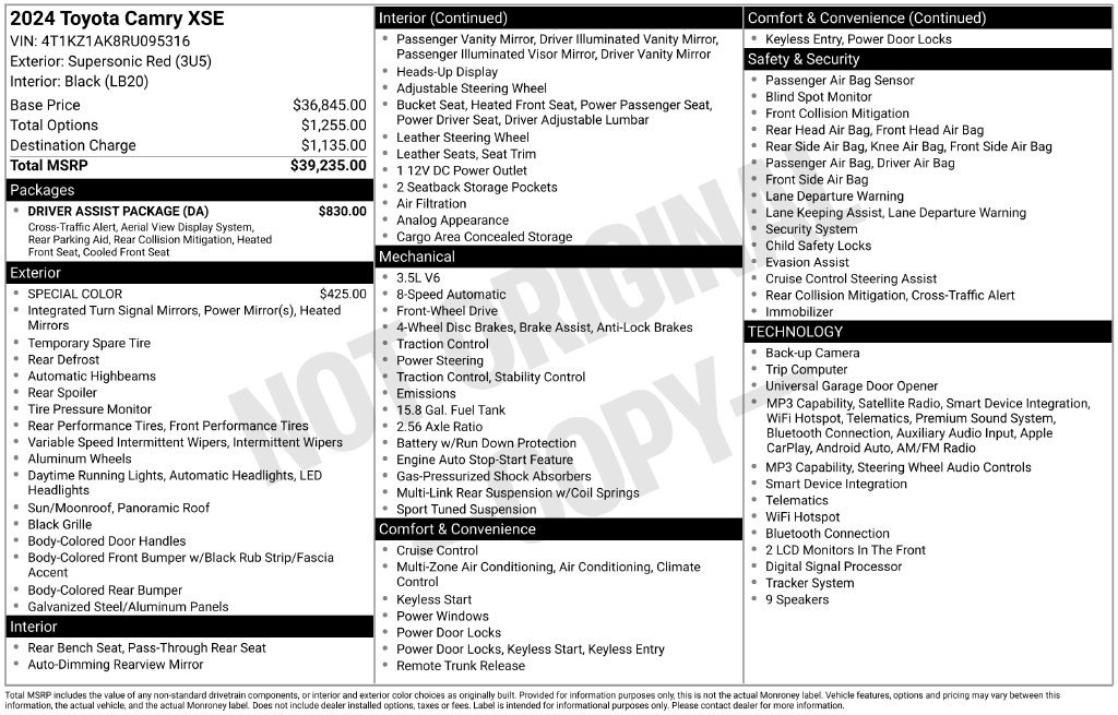 Used 2024 Toyota Camry XSE w/ Driver Assist Package FWD image 42