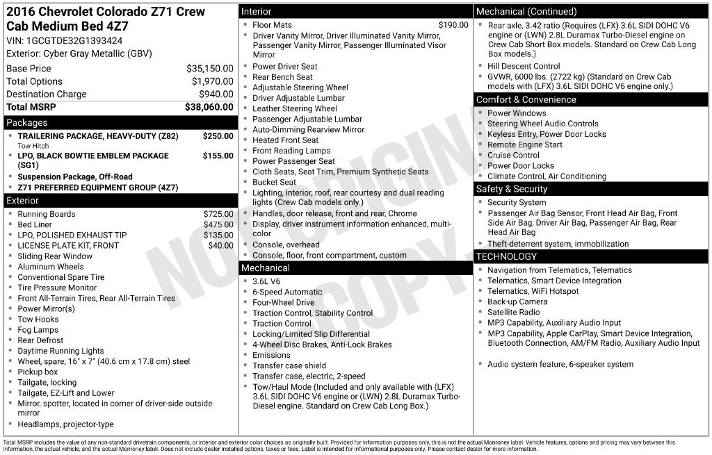Used 2016 Chevrolet Colorado Z71 AWD/4WD image 38