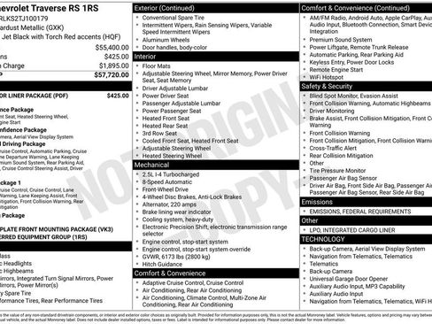 New 2026 Chevrolet Traverse RS w/ LPO, Floor Liner Package image 8