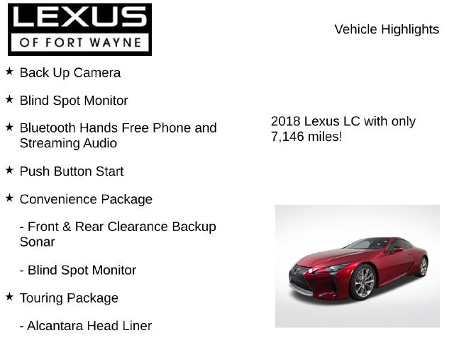 Used 2018 Lexus LC 500 Coupe w/ Touring Package RWD image 8