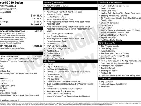 Used 2014 Lexus IS 250 AWD w/ Luxury Package w/Brown Wood image 47