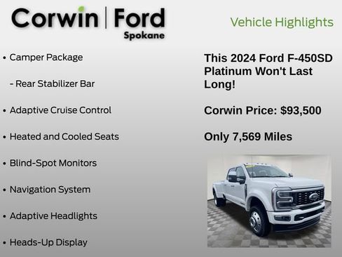 Certified 2024 Ford F450 Platinum w/ Camper Package image 7