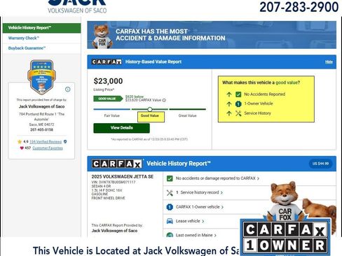 Used 2025 Volkswagen Jetta SE w/ Sunroof Package image 1