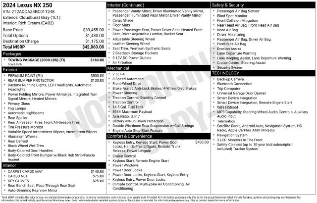 Used 2024 Lexus NX 250 FWD w/ Towing Package (2000 Lbs) image 16