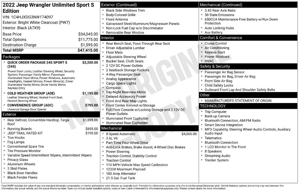 Used 2022 Jeep Wrangler Unlimited Sport AWD/4WD image 2