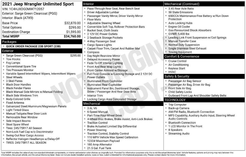Used 2021 Jeep Wrangler Unlimited Sport AWD/4WD image 5