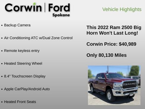 Used 2022 RAM 2500 Big Horn w/ Level C Equiment Group AWD/4WD image 6
