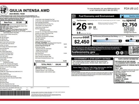 New 2025 Alfa Romeo Giulia AWD w/ Driving Assist Package image 18