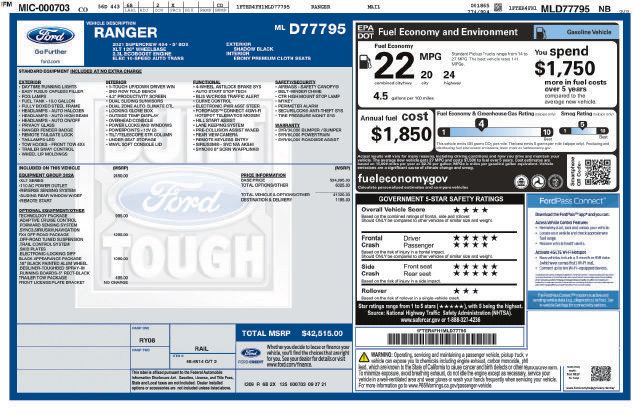 Used 2021 Ford Ranger XLT w/ Equipment Group 302A High AWD/4WD image 5