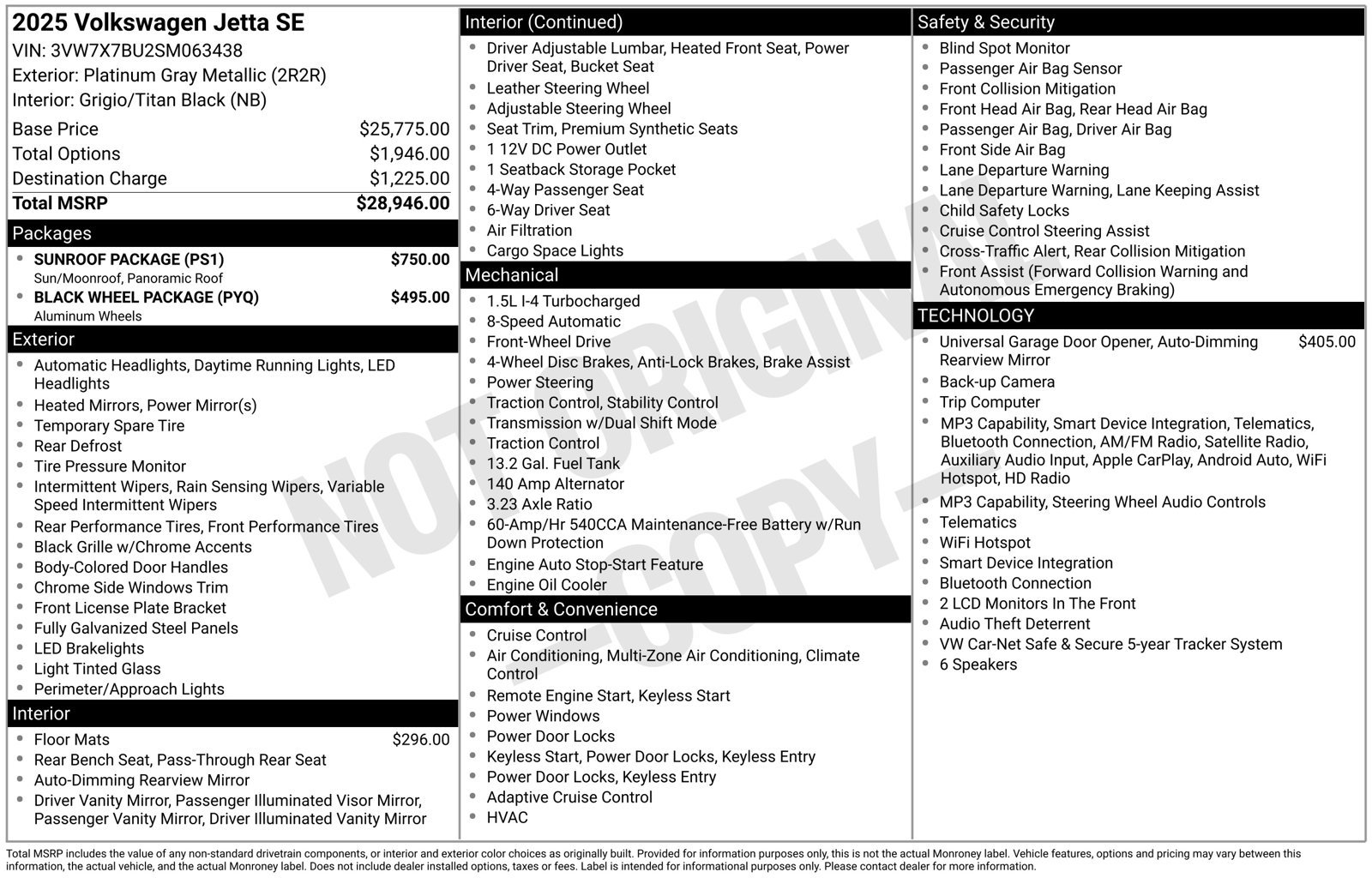 Used 2025 Volkswagen Jetta SE w/ Sunroof Package FWD image 1