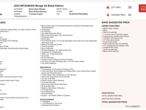 Used 2023 Mitsubishi Mirage G4 Black Edition image 5