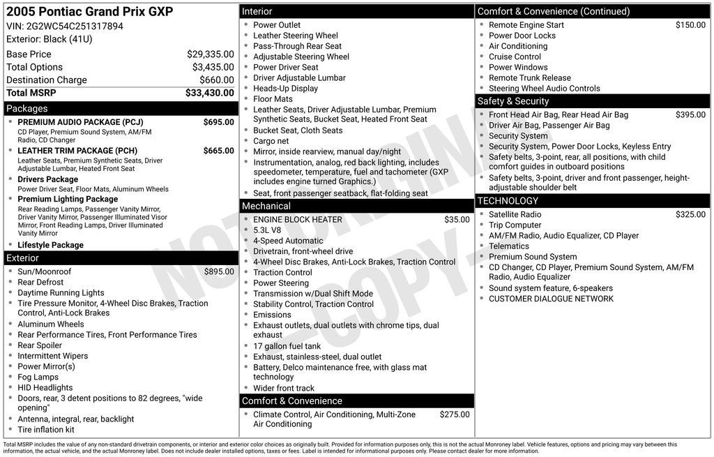 Used 2005 Pontiac Grand Prix GXP w/ Premium Audio Package FWD image 19