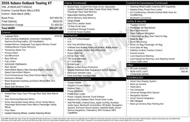 Used 2026 Subaru Outback Touring XT AWD/4WD image 36