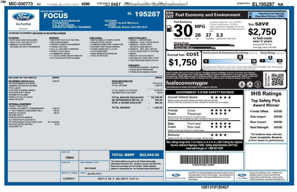Used 2014 Ford Focus SE w/ Equipment Group 201A FWD image 29
