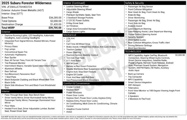 Used 2025 Subaru Forester Wilderness AWD/4WD image 33