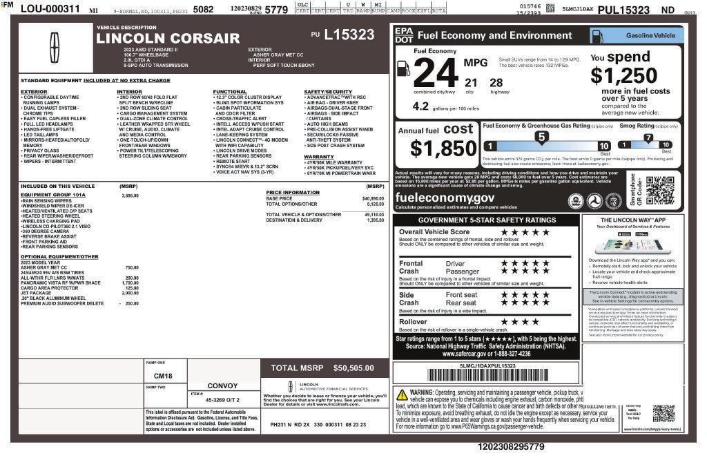 Used 2023 Lincoln Corsair AWD w/ Equipment Group 101A image 3