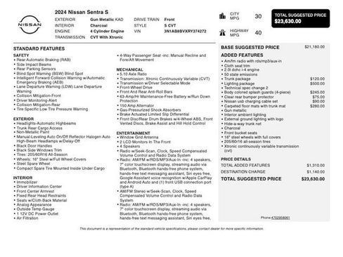 Used 2024 Nissan Sentra S w/ Lighting Package FWD image 4