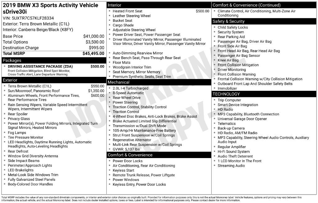 Used 2019 BMW X3 sDrive30i w/ Driving Assistance Package RWD image 5