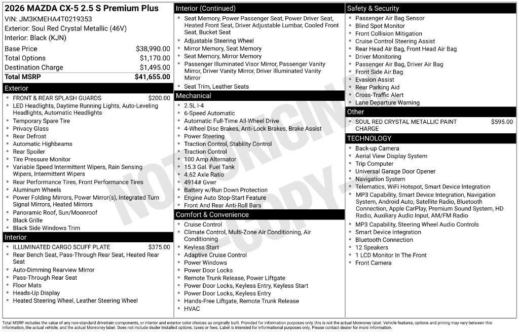New 2026 MAZDA CX-5 2.5 S w/ Premium Plus Package AWD/4WD image 3