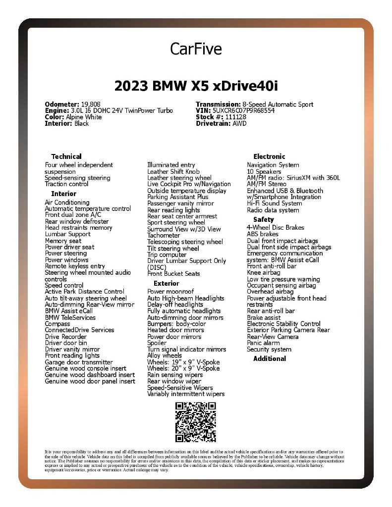 Used 2023 BMW X5 xDrive40i w/ Parking Assistance Package AWD/4WD image 30