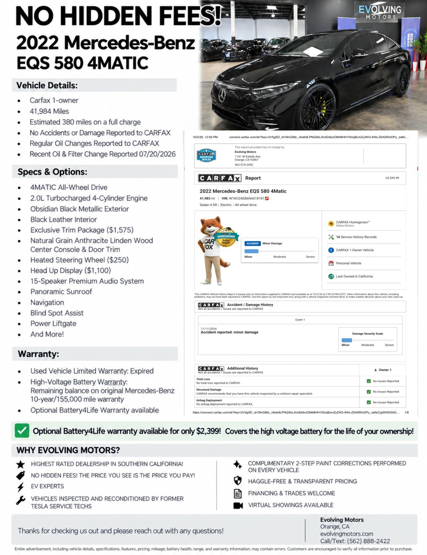 Used 2022 Mercedes-Benz EQS 580 4MATIC Sedan image 2
