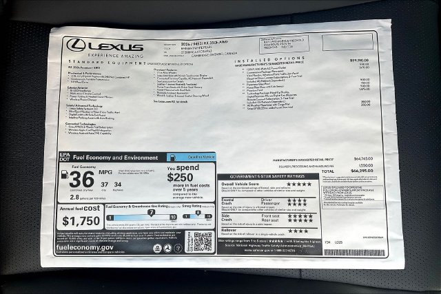 New 2026 Lexus RX 350 w/ Convenience Package AWD/4WD image 14