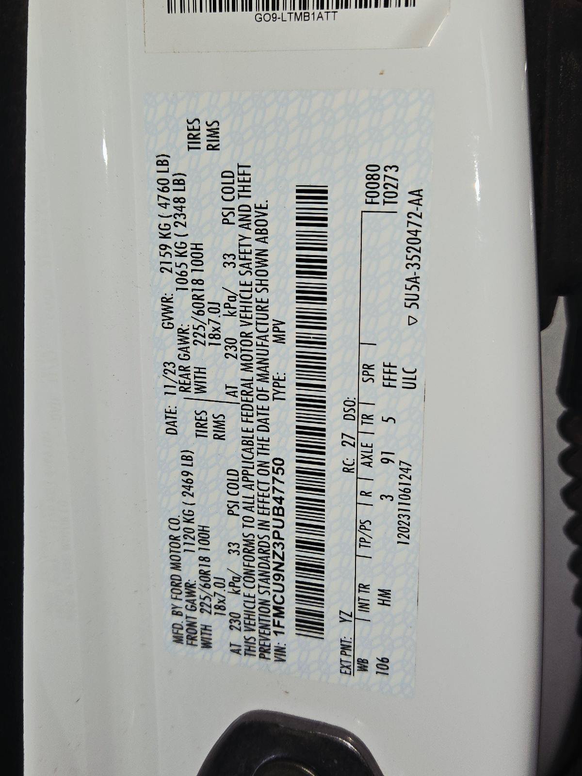 Certified 2023 Ford Escape ST-Line Select AWD/4WD image 61