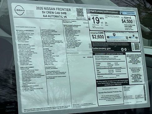 New 2026 Nissan Frontier SV w/ SV Convenience Package AWD/4WD image 2