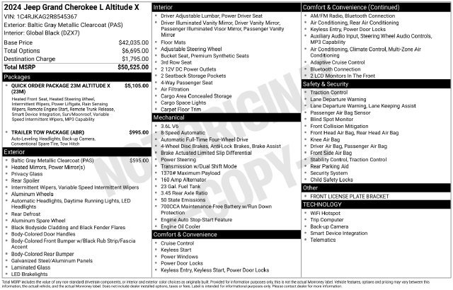 Used 2024 Jeep Grand Cherokee L Altitude AWD/4WD image 6