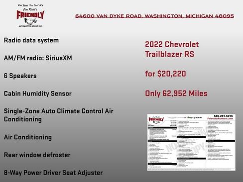 Used 2022 Chevrolet TrailBlazer RS w/ Convenience Package AWD/4WD image 5