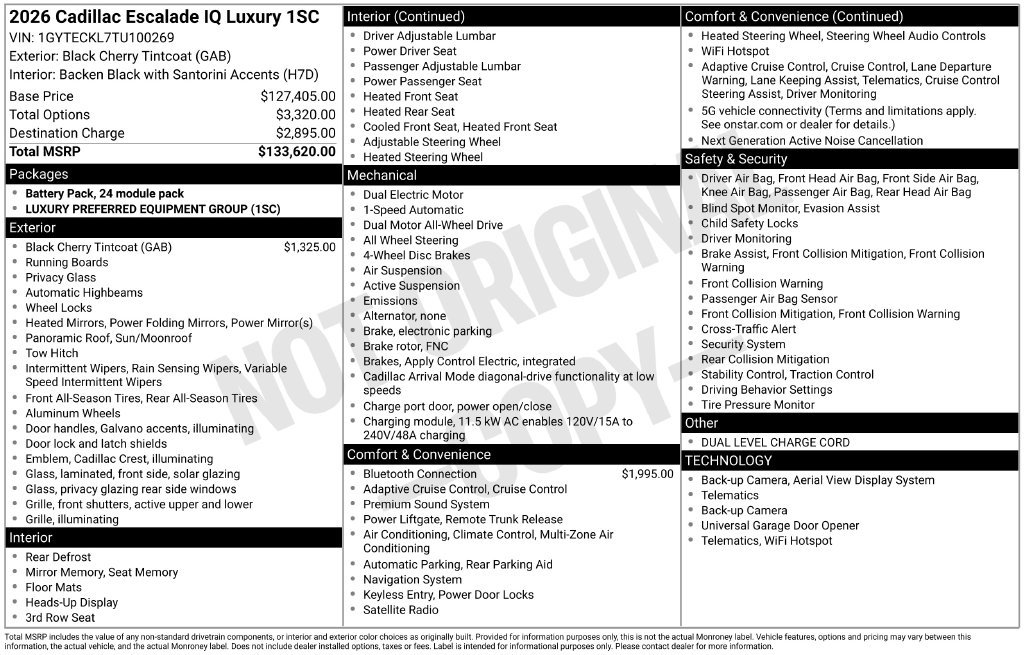 New 2026 Cadillac Escalade IQ Luxury 1 AWD/4WD image 5