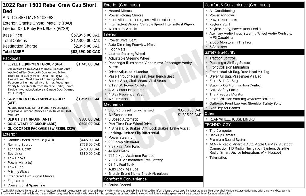 Used 2022 RAM 1500 Rebel w/ Level 1 Equipment Group AWD/4WD image 1