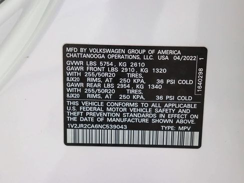 Used 2022 Volkswagen Atlas SE w/ Panoramic Sunroof Package FWD image 31