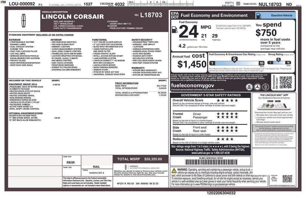 Certified 2022 Lincoln Corsair Reserve w/ Equipment Group 201A AWD/4WD image 36