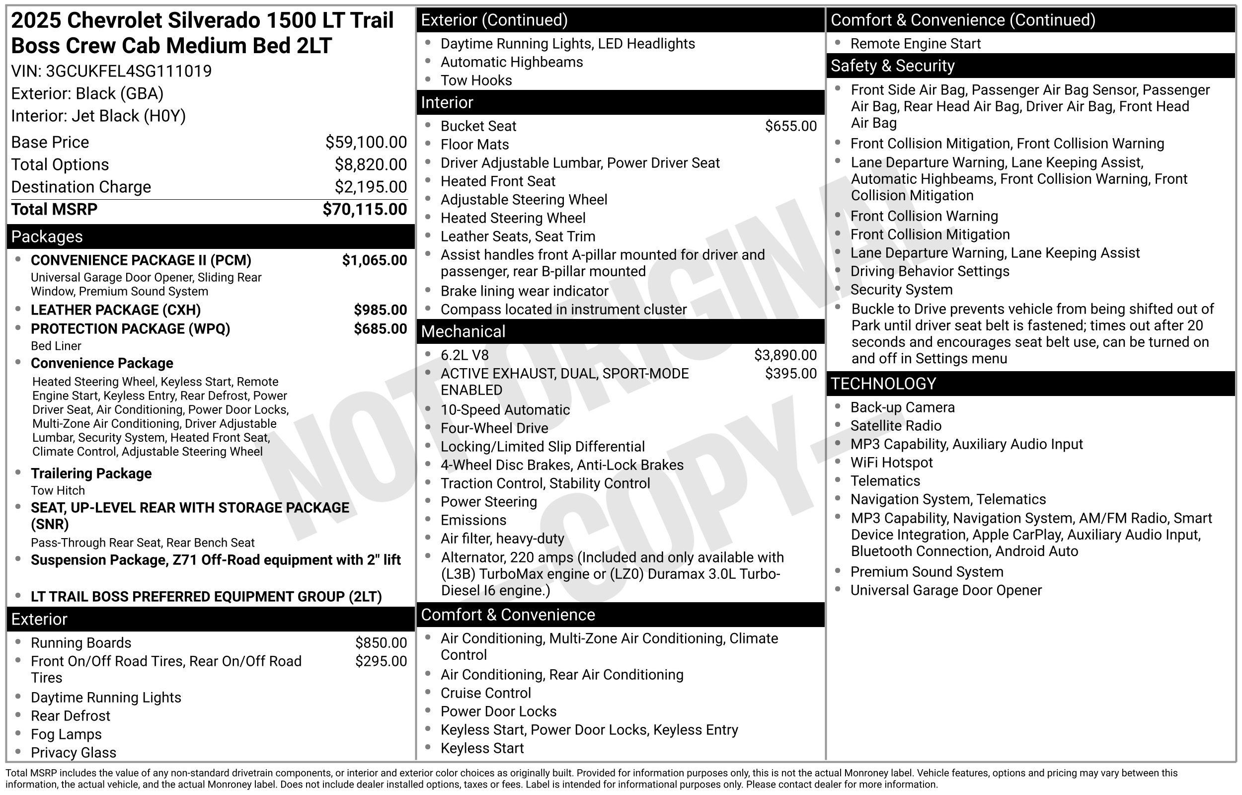 Used 2025 Chevrolet Silverado 1500 LT Trail Boss w/ Convenience Package II AWD/4WD image 2